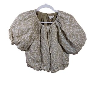 FREE THE ROSES LADIES SHORT PUFF SLEEVE FLORAL TOP- XS